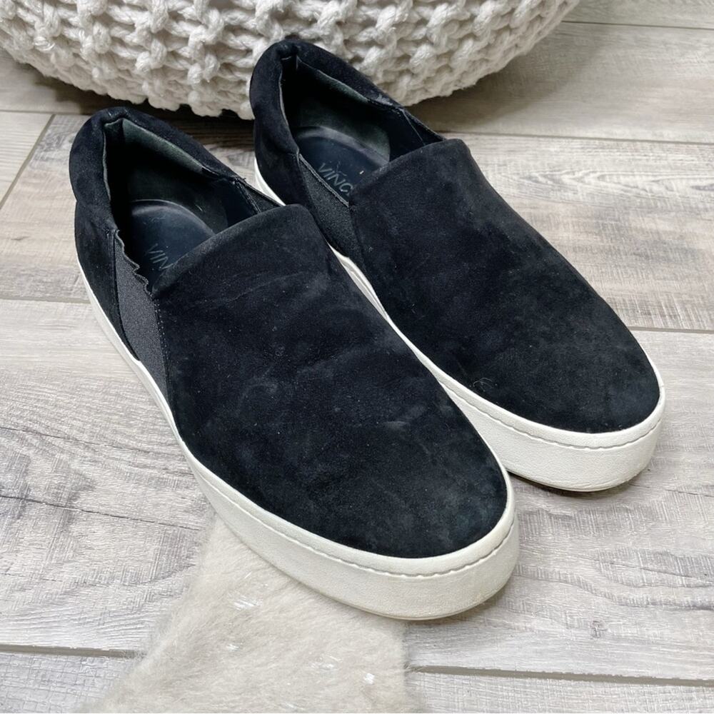 Vince Warren Leather Slip On Platform Sneakers Black Size 8 - Picture 2 of 7